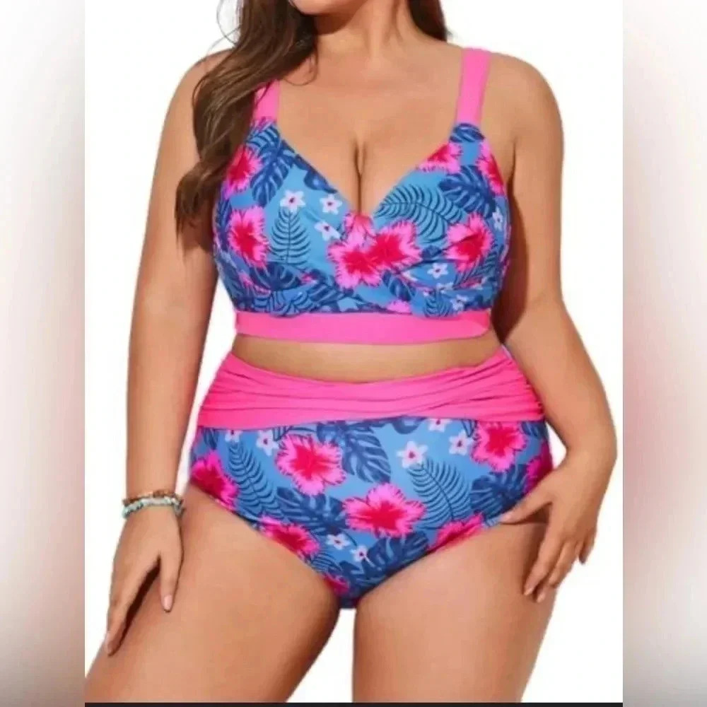 💙🌸Hanna Nikole high waisted pink and blue bikini size 12W🌸💙